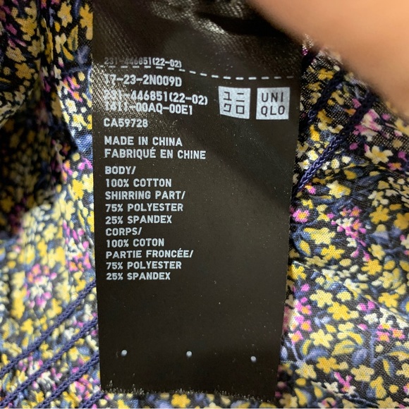 Uniqlo Cotton Printed Peasant Cropped Balloon Short Sleeve Blouse Size XS - Picture 6 of 11